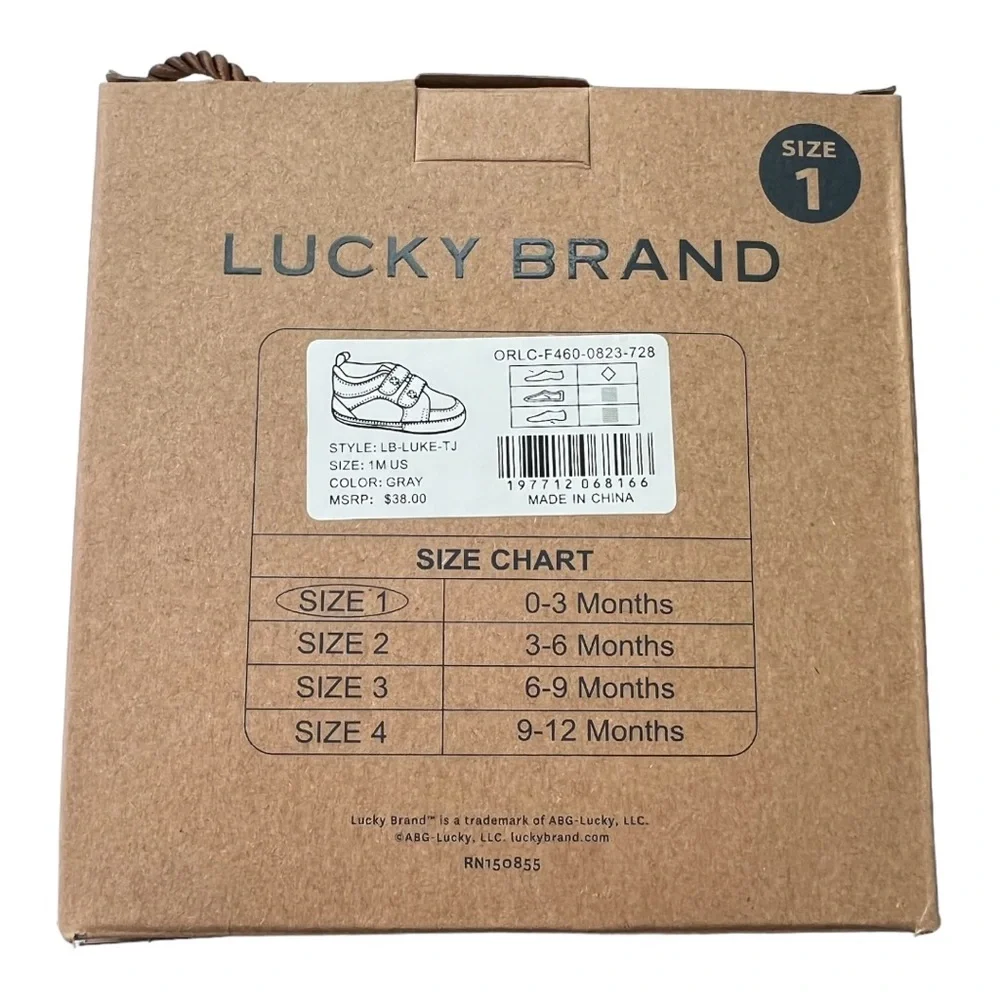 SOLD Lucky Brand Baby Grey Sneakers Crib Shoes Size 1 - Picture 3 of 6